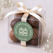 Modern Double Happiness Green Wedding Sticker