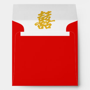Modern Double Happiness Liner in Gold Glitter Envelope