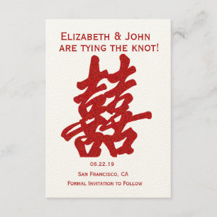 Modern Double Happiness Save the Date