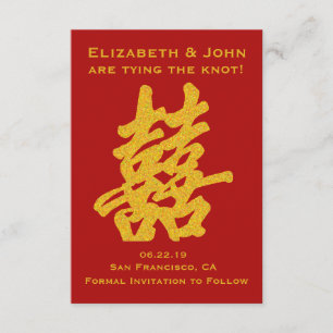 Modern Double Happiness Save the Date