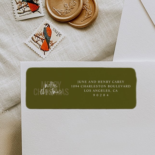 Modern Double Merry Christmas Return Address Label (Modern double Merry Christmas festive return address labels.)