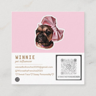 Modern Double Photo Scannable QR Code Square Business Card