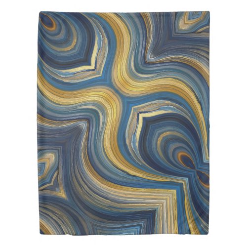 Modern double sided blue navy yellow abstract  duvet cover