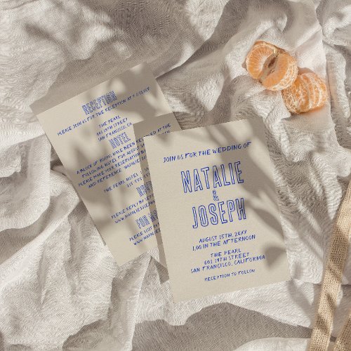 Modern Double Sided Hand_Written Retro Wedding Invitation