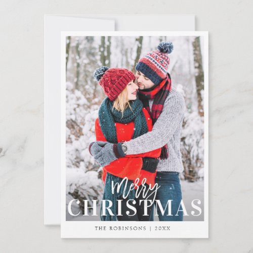 Modern double sided merry christms photo card