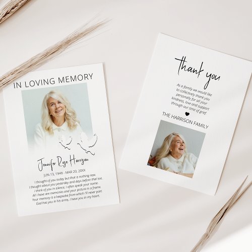 Modern Double Sided Photo Funeral Thank You Card