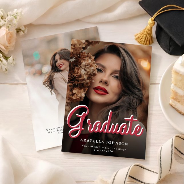 Modern Double Sided Photo Graduation Announcement (Creator Uploaded)