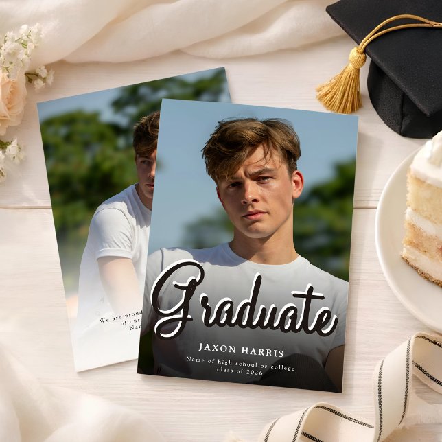 Modern Double Sided Photo Graduation Announcement (Creator Uploaded)
