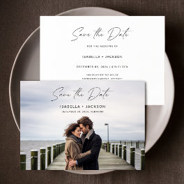 Modern Double Sided Photo Wedding Save The Date Invitation