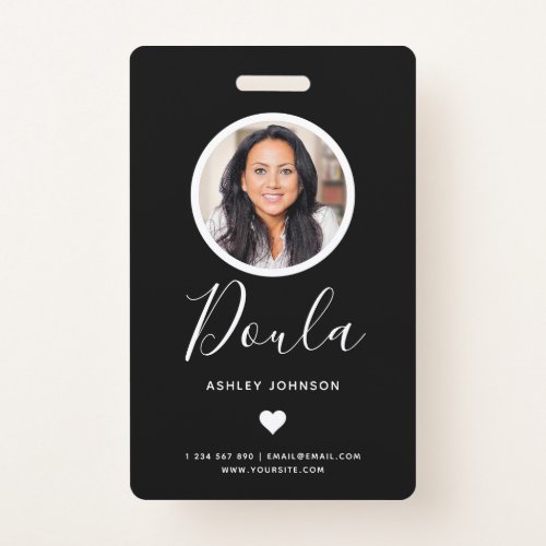Modern Doula Midwife Add Your Photo Black Badge