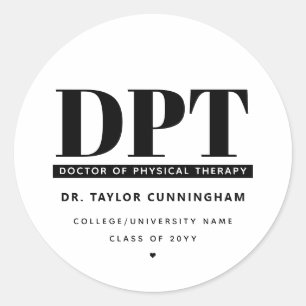 Modern DPT Doctor of Physical Therapy Graduation Classic Round Sticker