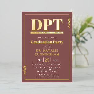 Modern DPT Doctor of Physical Therapy Graduation Foil Invitation