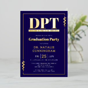 Modern DPT Doctor of Physical Therapy Graduation Foil Invitation