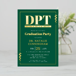 Modern DPT Doctor of Physical Therapy Graduation Foil Invitation