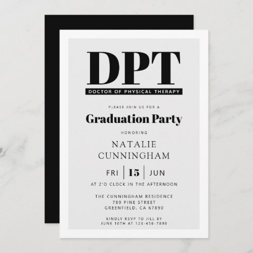 Modern DPT Doctor of Physical Therapy Graduation Invitation