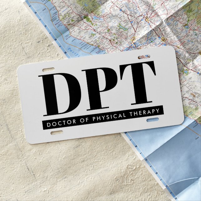 Modern DPT Doctor of Physical Therapy License Plate (In Situ)
