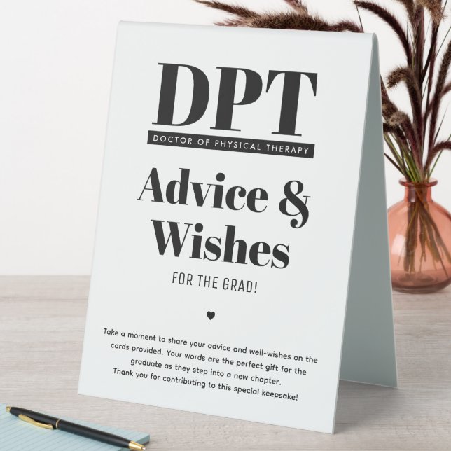 Modern DPT Graduation Party Advice & Wishes  Table Tent (In SItu (Table))