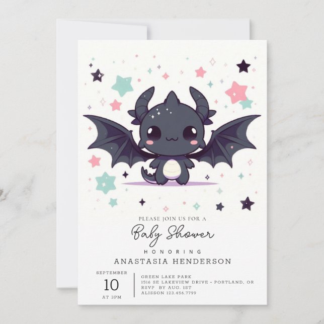 Modern Dragon Baby Shower Invitation (Front)
