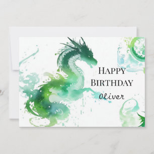 Modern Dragon Magic Birthday Card