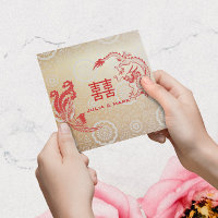 Modern Dragon-Phoenix Chinese Wedding Gold Red