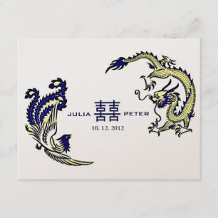 Modern Dragon-Phoenix Chinese Wedding Invitation