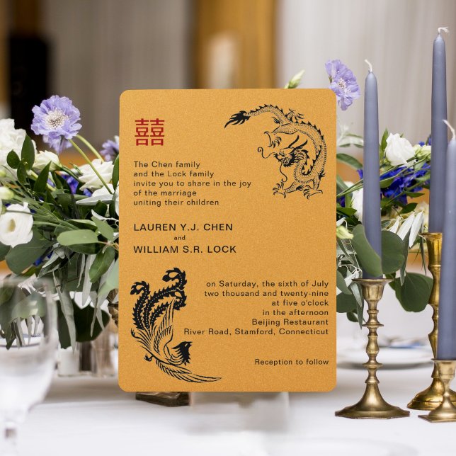 Modern Dragon-Phoenix Chinese Wedding Invitation (Creator Uploaded)