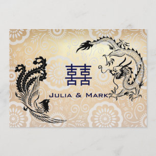 Modern Dragon-Phoenix Chinese Wedding Invitation