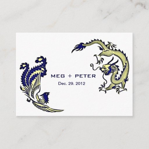 Customizable Modern Dragon-Phoenix Chinese Wedding RSVP Business Card Templates