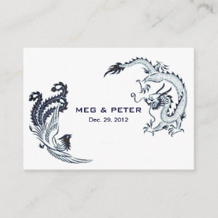 Modern Dragon-Phoenix Chinese Wedding RSVP Enclosure Card