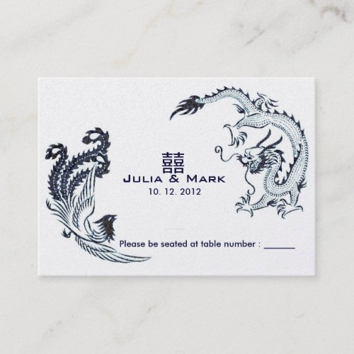 Modern Dragon-Phoenix Chinese Wedding Table Card l Business Card Templates