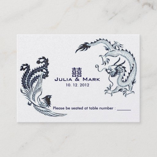Customizable Modern Dragon-Phoenix Chinese Wedding Table Card l Business Card Templates