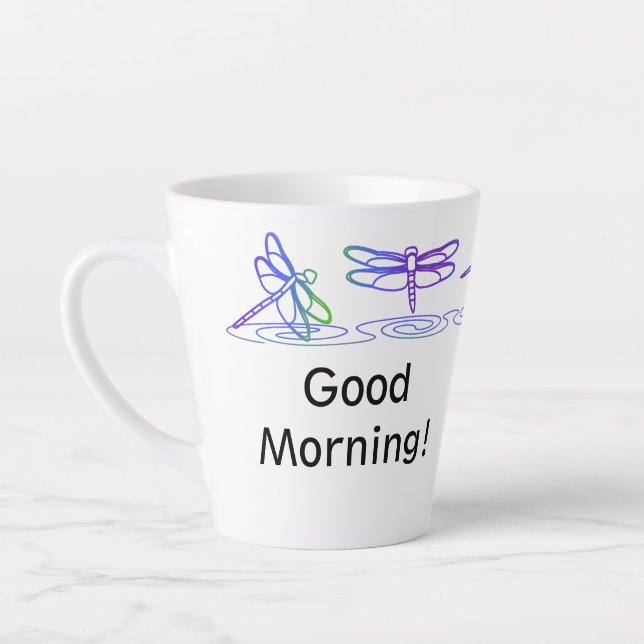 Modern Dragonfly Personalized Latte Mug (Left)