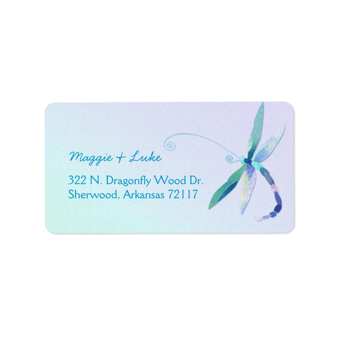 Modern Dragonfly Wedding Return Address Labels Zazzle