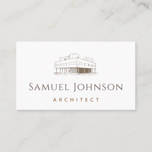 Modern Drawn Brown Building Architecture Architect Business Card