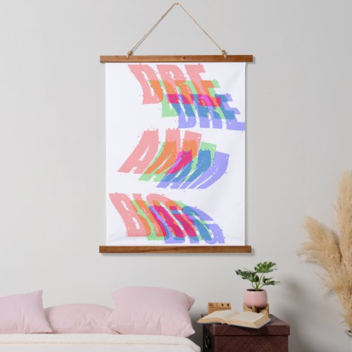 Modern Dream Big Quote Colorful Glitch Design Hanging Tapestry