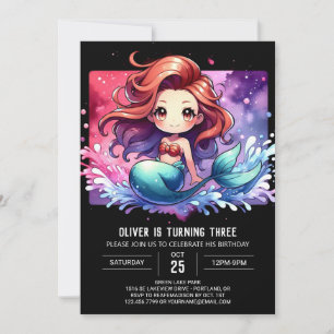 Modern Dreamy Mermaid Birthday Invitation