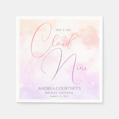 Modern Dreamy Pastel Pink Cloud Nine Bridal Shower Napkins