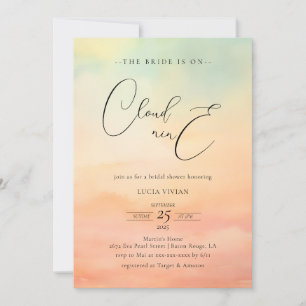 Modern Dreamy Sunset On Cloud 9 Bridal Shower Invitation