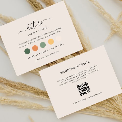 Modern Dress Code Wedding Attire for Guest QR Code Enclosure Card