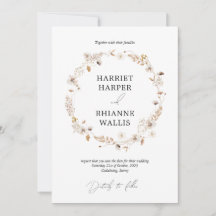 Modern Dried Floral Boho Wreath Save the Date