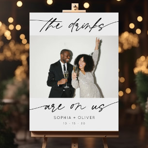 Modern Drink Are On Us Calligraphy Script Photo  Foam Board