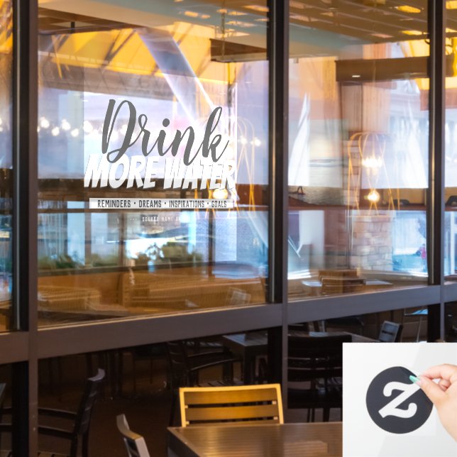 Modern Drink More Water Reminders Window Cling (Restaurant Window)