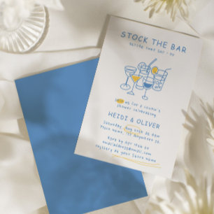 Modern Drink Sketch Stock The Bar Couples Shower Invitation
