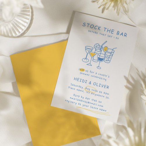 Modern Drink Sketch Stock The Bar Couples Shower Invitation