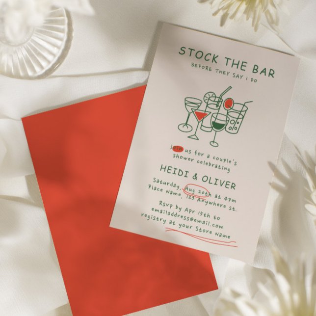 Modern Drink Sketch Stock The Bar Couples Shower Invitation (Modern Drink Sketch Stock The Bar Couples Shower Invitation)