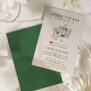 Modern Drink Sketch Stock The Bar Couples Shower Invitation