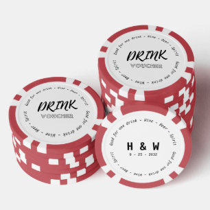 Modern Drink Voucher Name Date Wedding Poker Chips