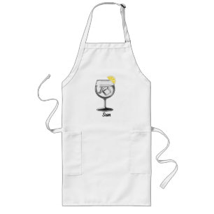 Modern Drink with Lemon Slice,Simple, Personalized Long Apron