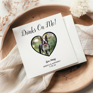 Modern Drinks On Me Photo Pet Wedding Napkins