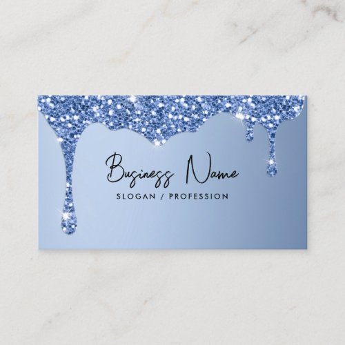 Modern Dripping Blue Glitter Business Card